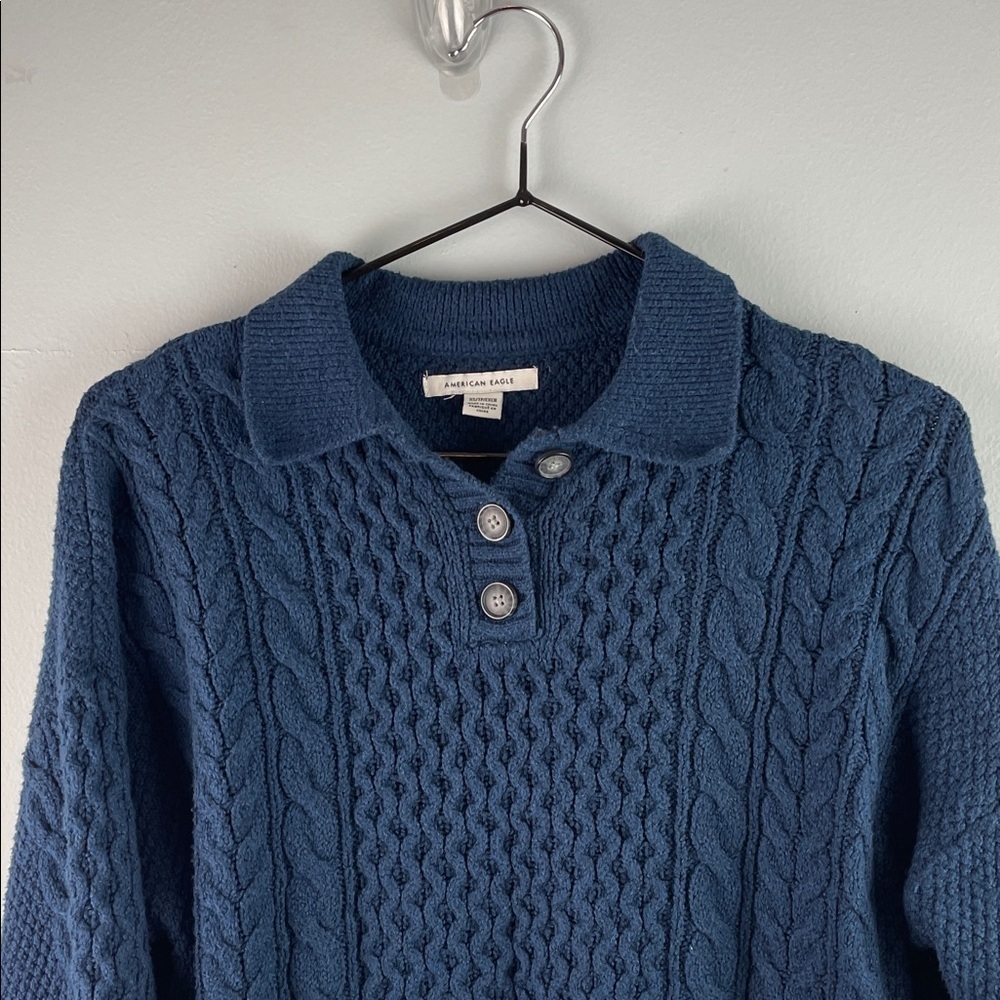 American Eagle Blue Cropped Sweater Size XS